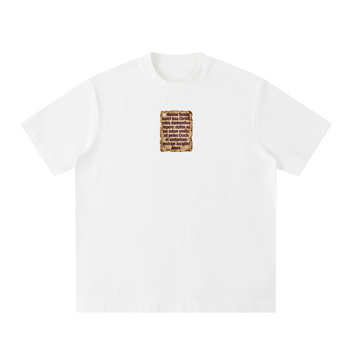 Powerful exorcism prayer in Latin. May stir some demons in people reading this shirt.