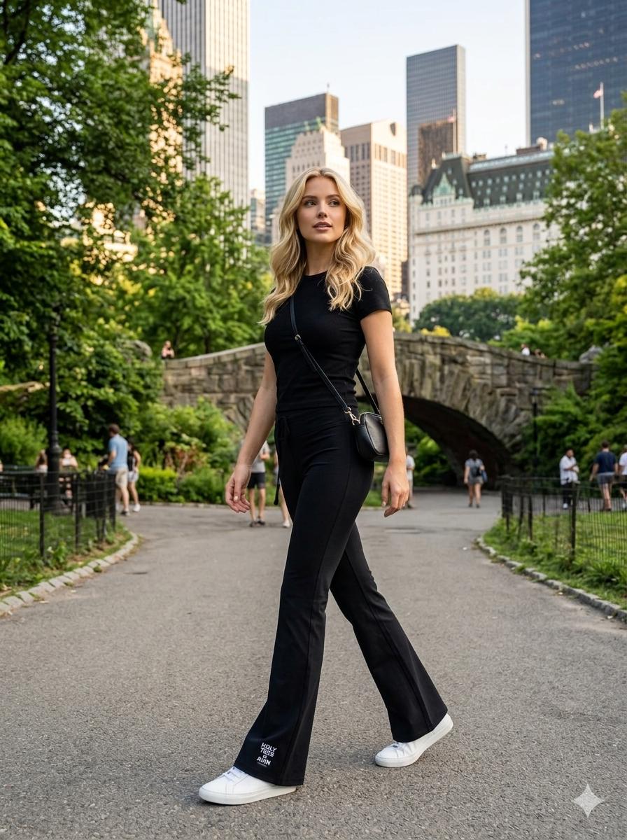 Black Straight-Leg Sweatpants