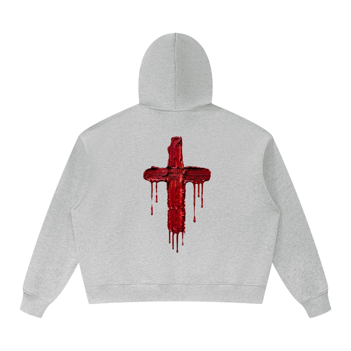 Hoodie with crimson red Cross print
