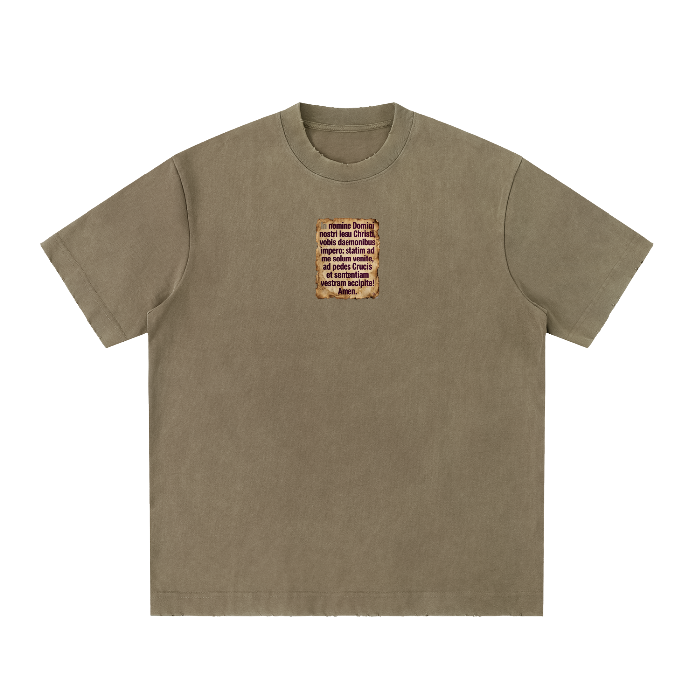 Powerful exorcism prayer in Latin. May stir some demons in people reading this shirt.