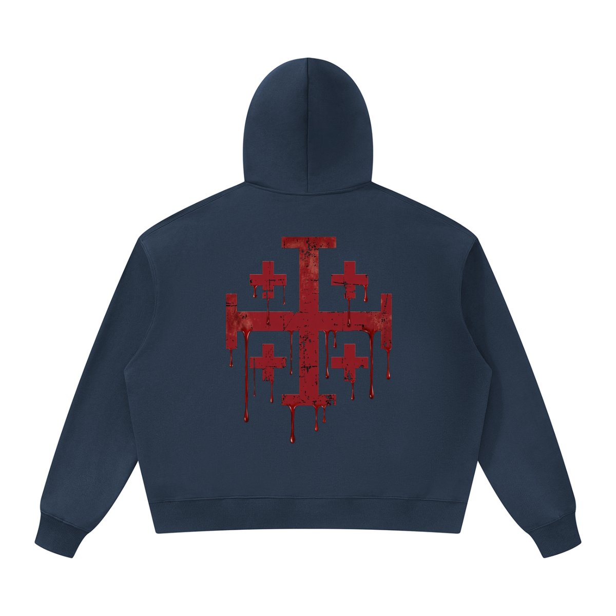 Hoodie with crimson red Jerusalem Cross