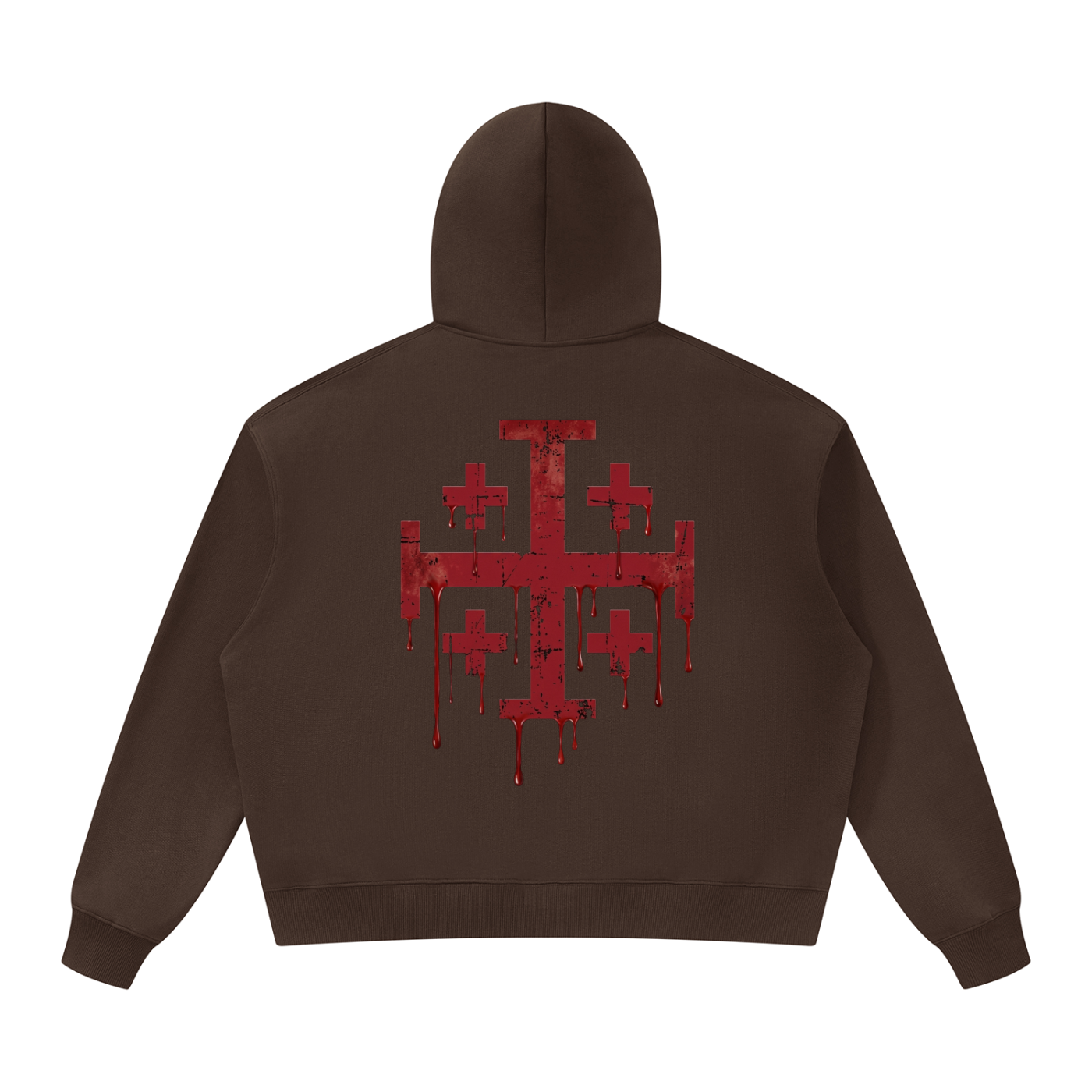 Hoodie with crimson red Jerusalem Cross