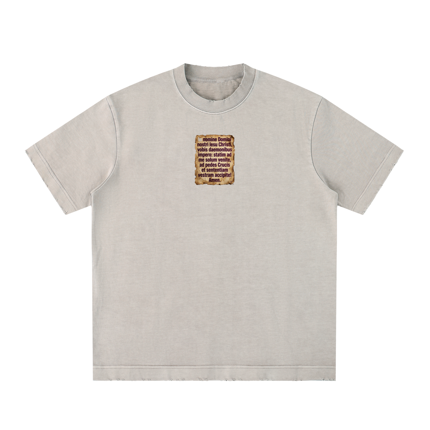 Powerful exorcism prayer in Latin. May stir some demons in people reading this shirt.