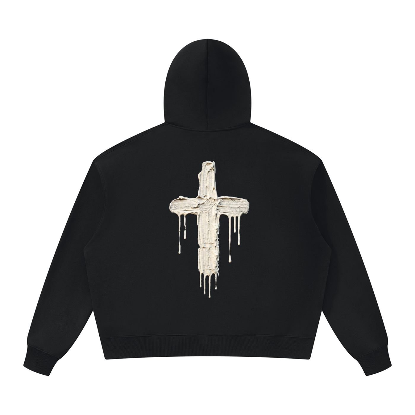 Black hoodie with white Cross