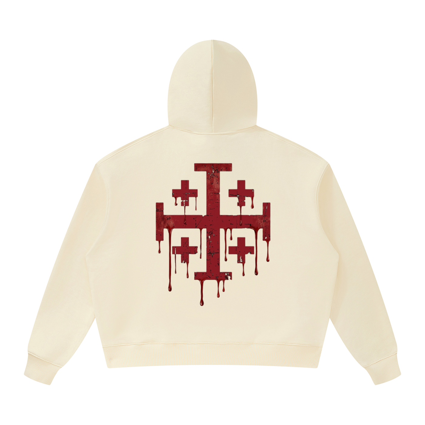 Hoodie with crimson red Jerusalem Cross