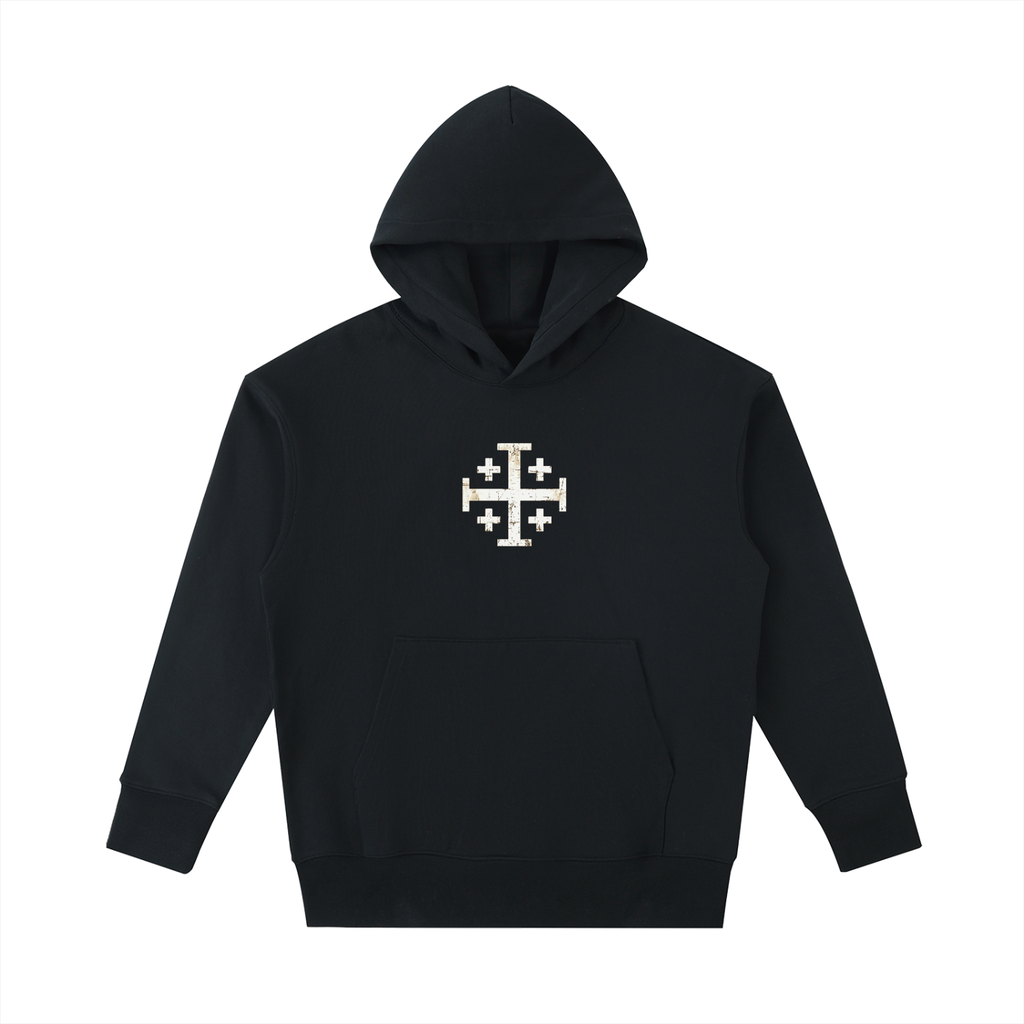 Hoodie with white Jerusalem Cross