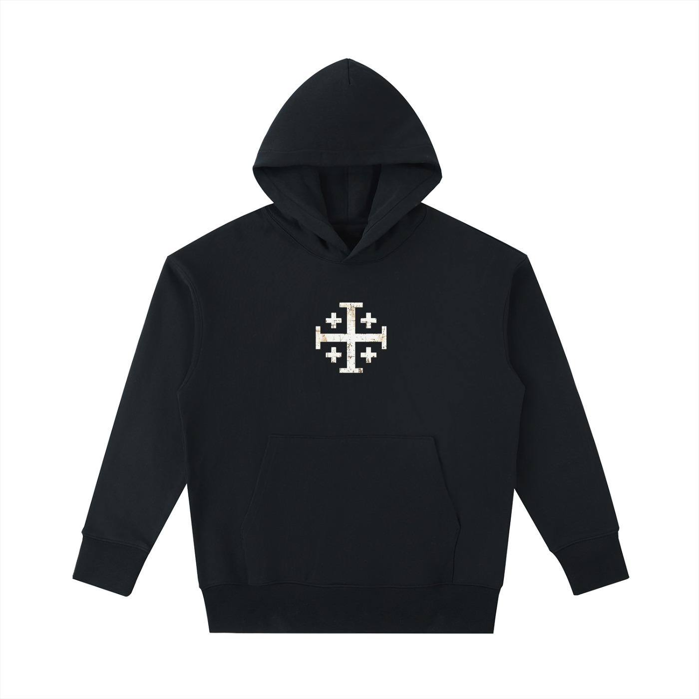 Hoodie with white Jerusalem Cross