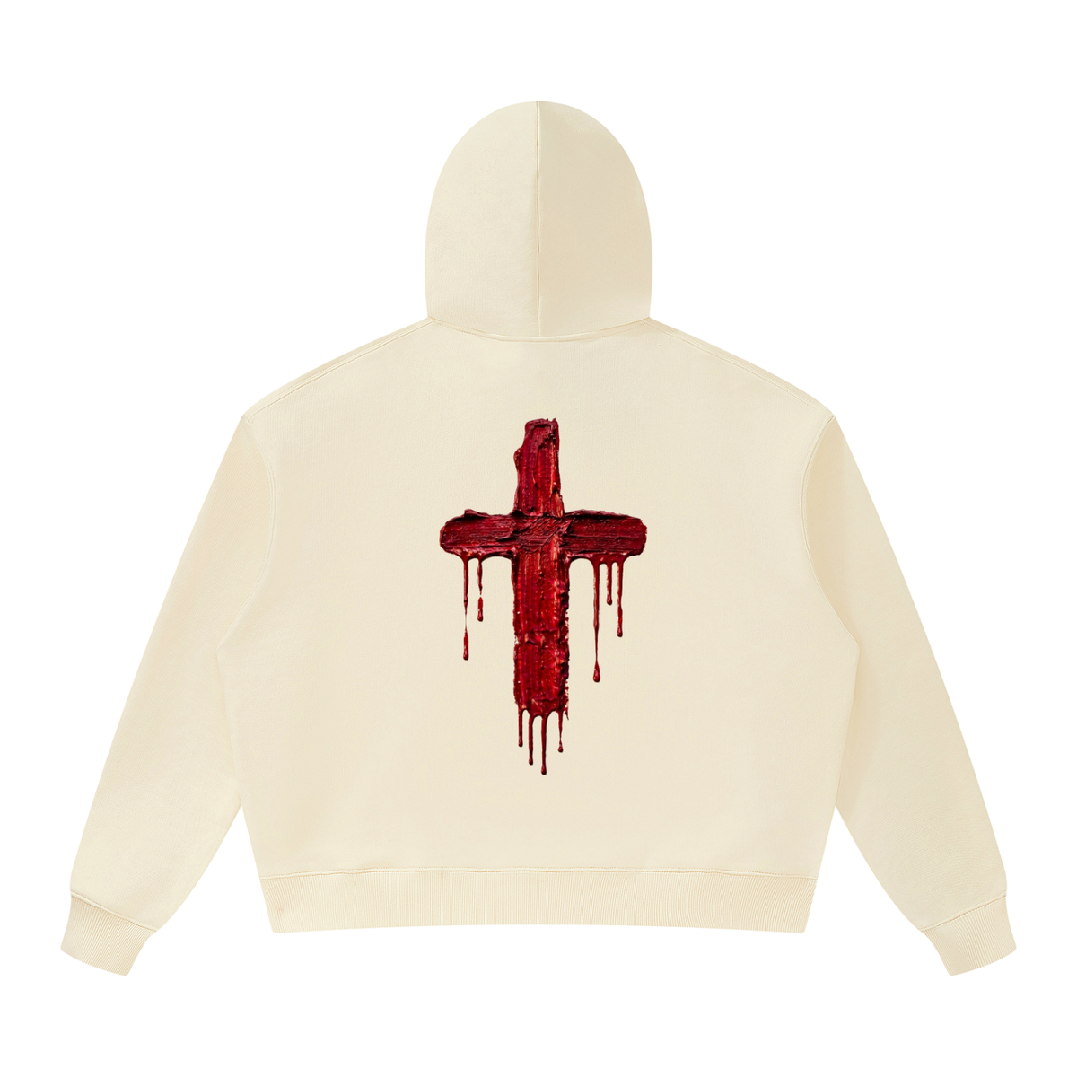 Hoodie with crimson red Cross print