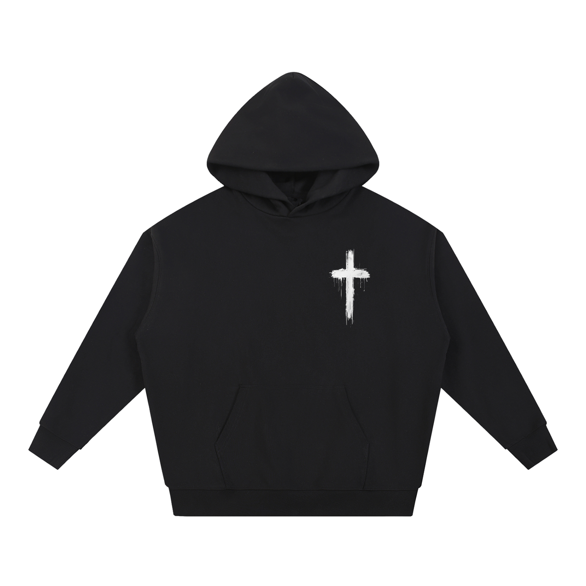 Hoodie  black with white Cross on the front