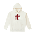 Hoodie with crimson red Jerusalem Cross printed on the front