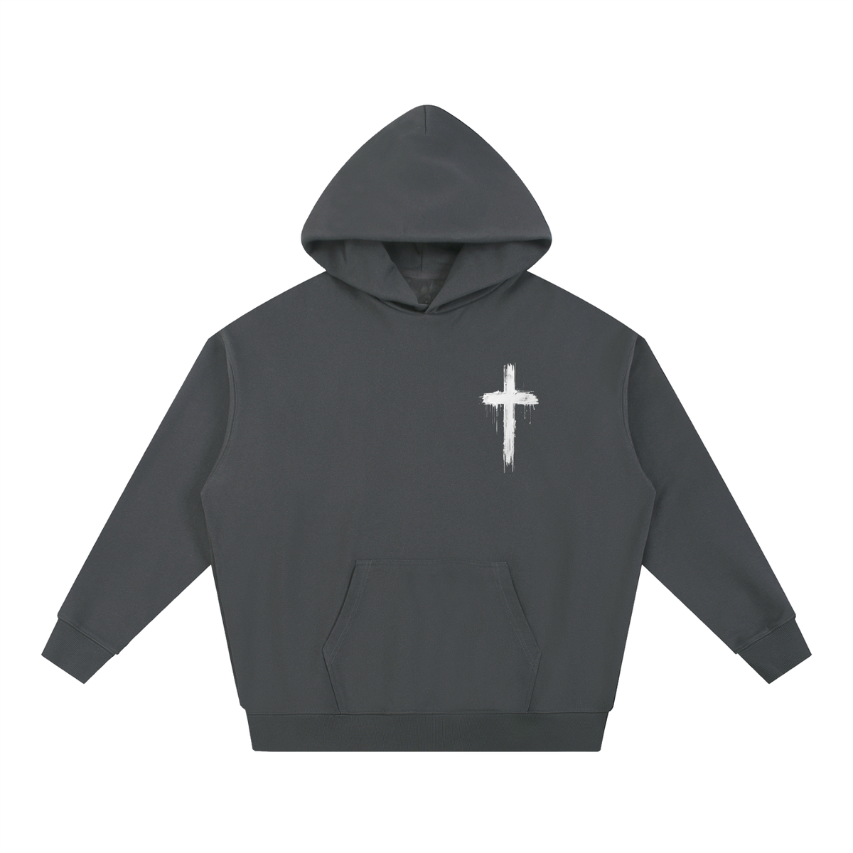 Hoodie  black with white Cross on the front
