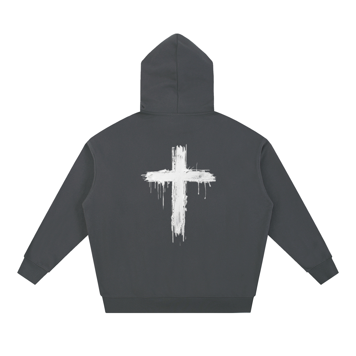 Hoodie   black with white Cross printed on the back