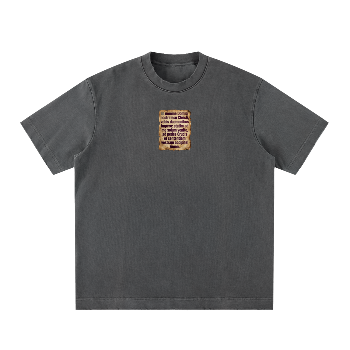 Powerful exorcism prayer in Latin. May stir some demons in people reading this shirt.
