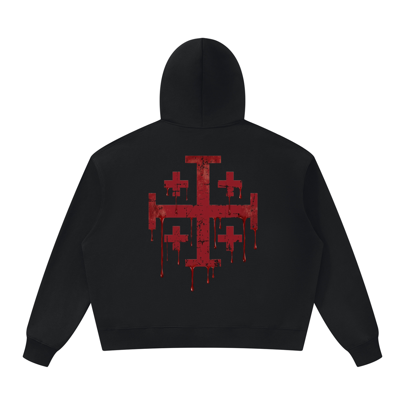 Hoodie with crimson red Jerusalem Cross