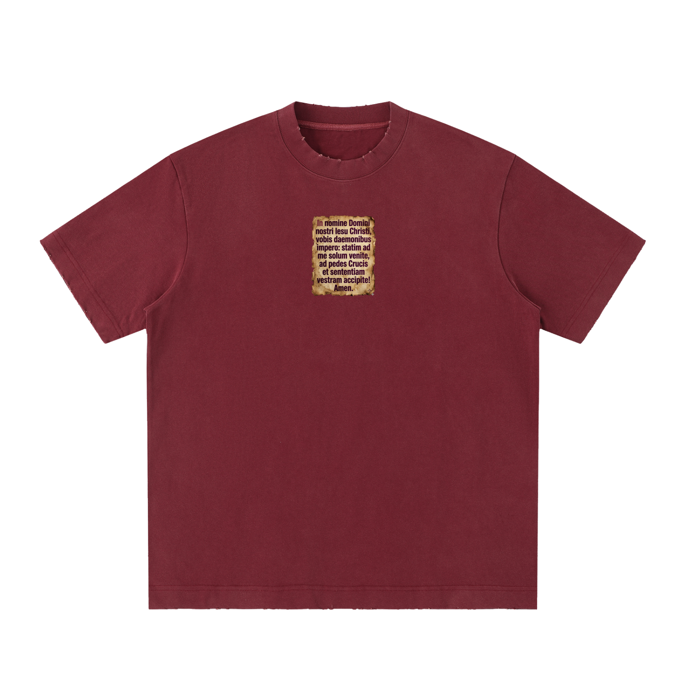 Powerful exorcism prayer in Latin. May stir some demons in people reading this shirt.