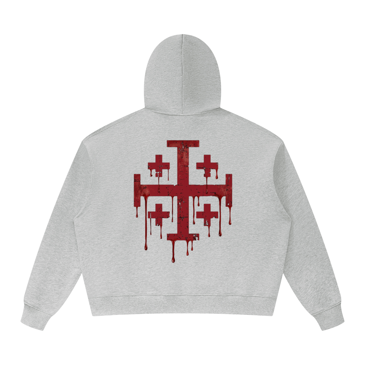 Hoodie with crimson red Jerusalem Cross
