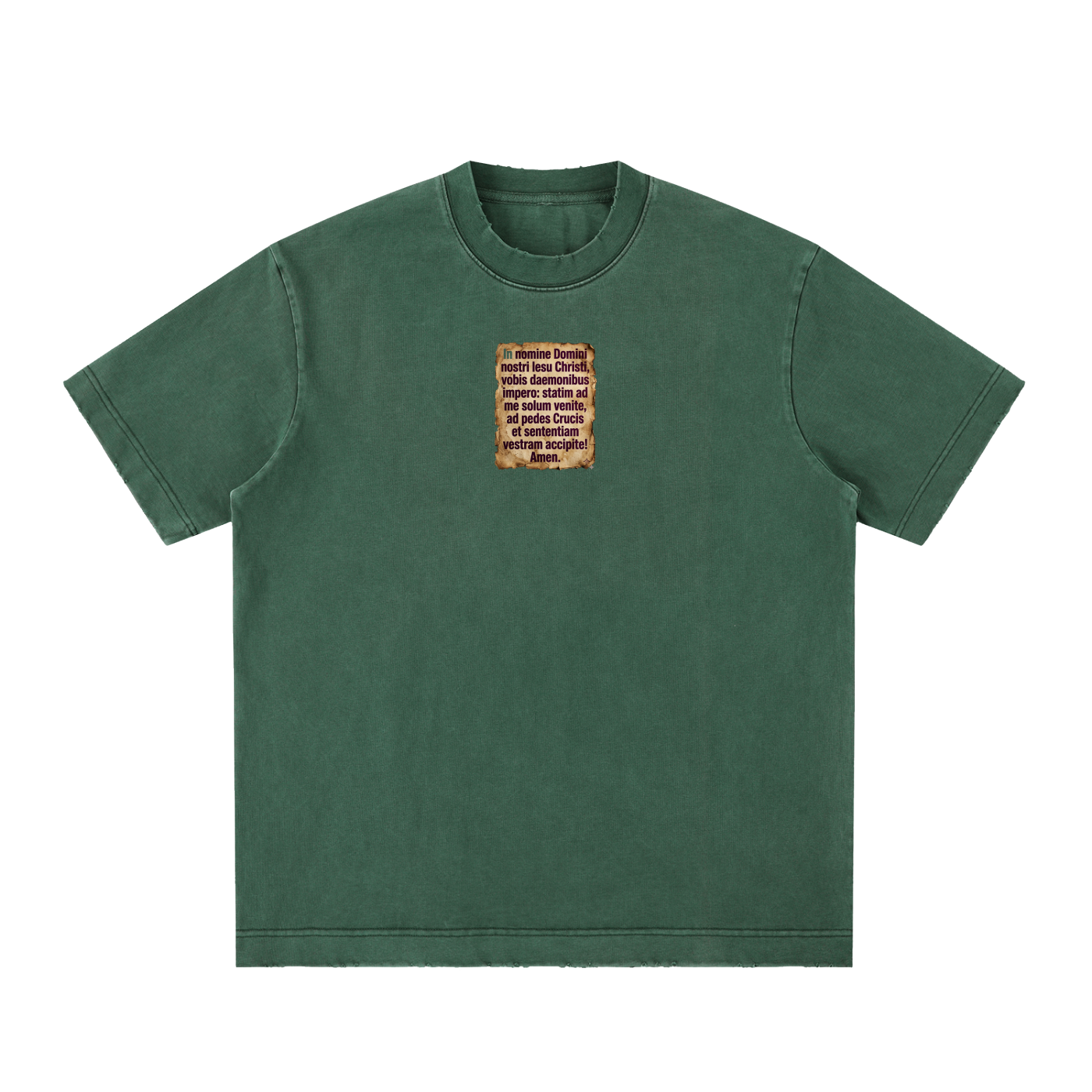 Powerful exorcism prayer in Latin. May stir some demons in people reading this shirt.