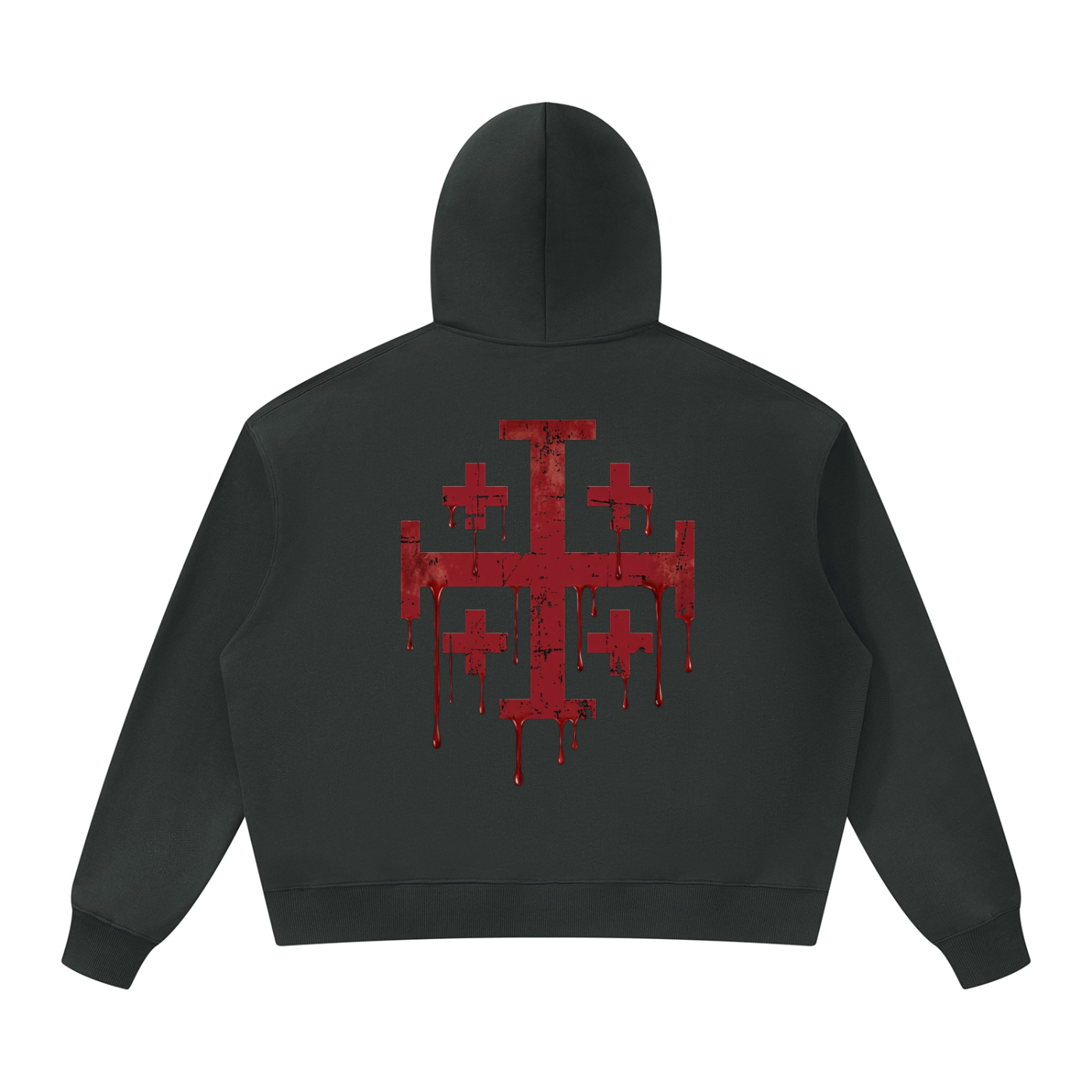 Hoodie with crimson red Jerusalem Cross