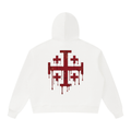 Hoodie with crimson red Jerusalem Cross