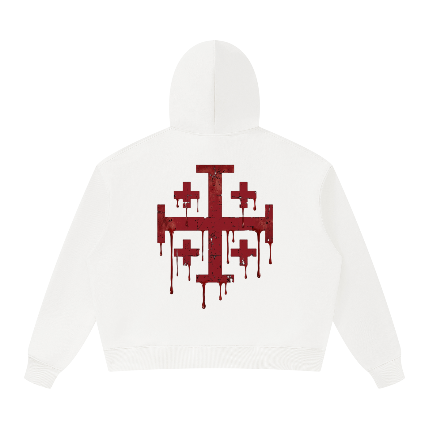 Hoodie with crimson red Jerusalem Cross