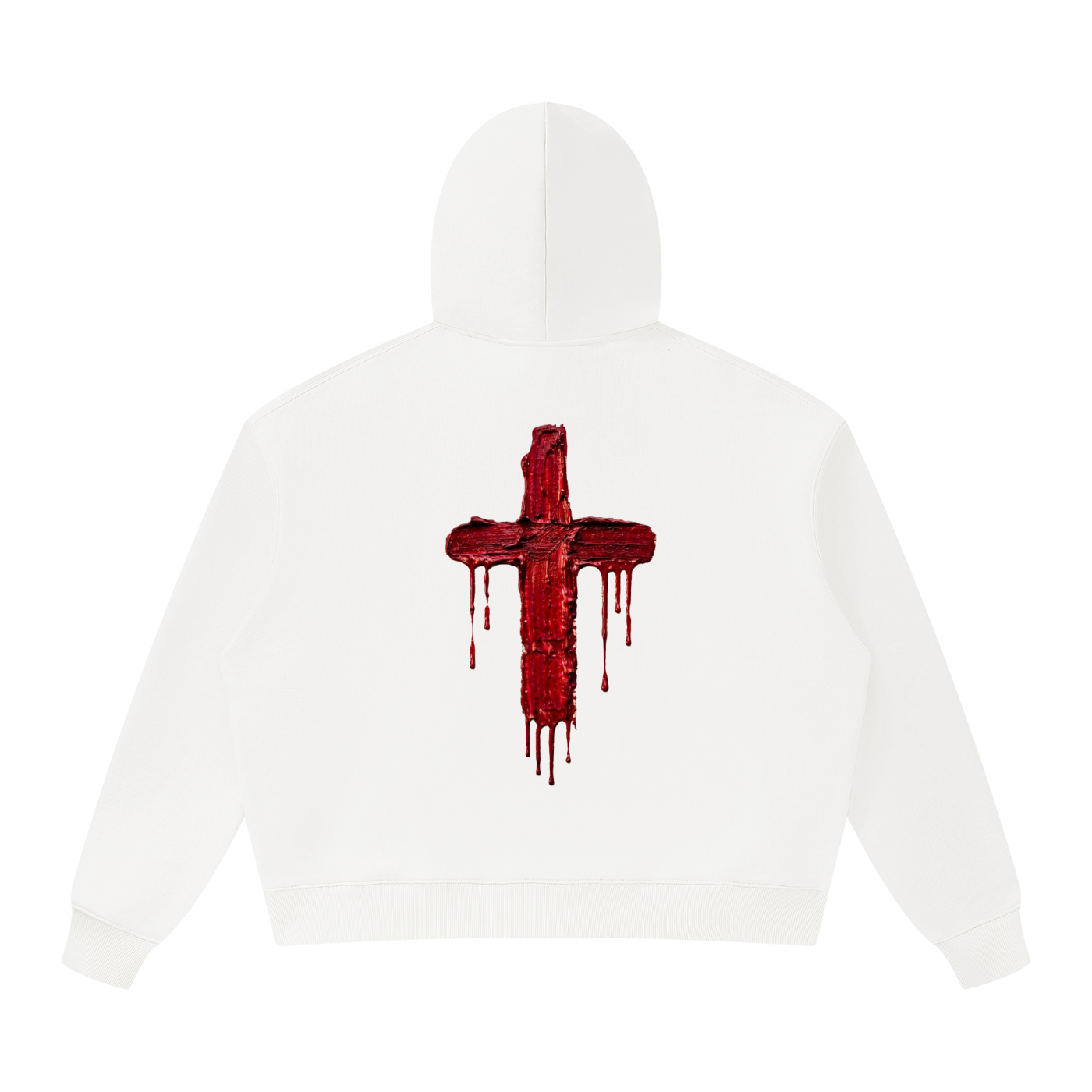 Hoodie with crimson red Cross print