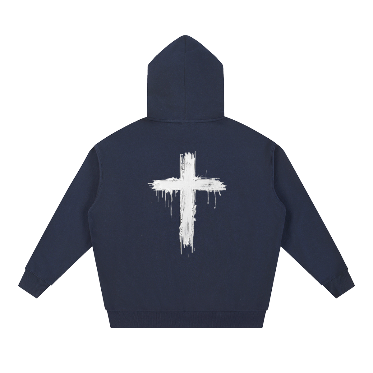 Hoodie   black with white Cross printed on the back